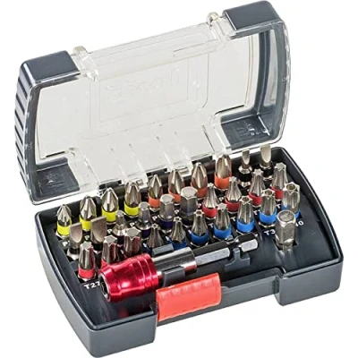 Image de kwb Power Jeu de boîtes d&#039;embouts universels 32 pièces, y compris embouts, porte embouts à changement rapide avec aimant dans une boîte en plastique robuste