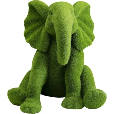 Image de Kare Figurine décorative Design éléphant floquée pour Aspect Velours Objet décoratif Salon, étagères, Chambre à Coucher Animal 16 x 19 19,5 cm (H l P)