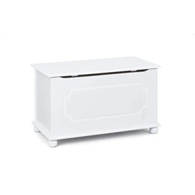 Image de Inter Link Coffre à jouets en bois massif Malle de rangement Banc avec couvercle rabattable Laqué blanc Emel