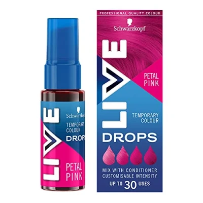 Image de Schwarzkopf LIVE Color Drops Coloration semi permanente pour cheveux, végétalien, rose, 2 à 12 lavages, 30 ml