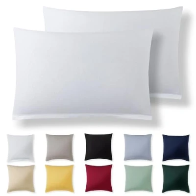 Image de Alreya Taie Oreiller 40x70 Coton (Lot de 2) Blanc 100% Jersey Coton, Housse Coussin cm, Taies d&#039;oreiller en avec Fermeture éclair 40 x 70 cm