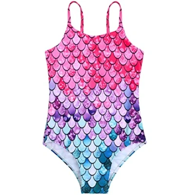 Image de Nivofu Maillot de Bain Fille Enfant 3 12 Ans, Sirène Plage Bain, Une Pièce en Tissu Souple à Séchage Rapide, Imprimé pour (8 10 Ans)