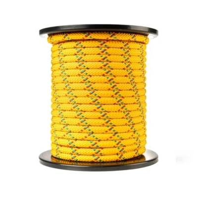 Image de SNURO Corde en polypropylène (10mm, 50m, Jaune avec Rouge et Vert) tressée Paracorde légère pour l&#039;extérieur, la Survie Le Jardin Charge de Rupture 1326kg