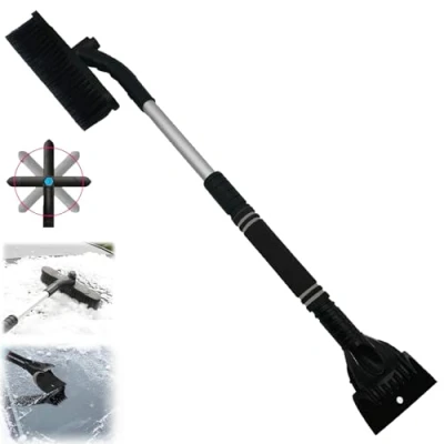 Image de Mino Plus Grattoir à Neige avec Brosse,2 en 1 Glace et Brosse Neige,Brosse Rotative 360 Poignée Mousse,Balai Voiture,Amovible, Convient aux Pare Brise (Noir)