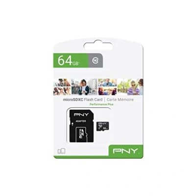 Image de PNY Performance Plus Carte Mémoire microSDXC 64 Go, Classe 10 + Adaptateur SD