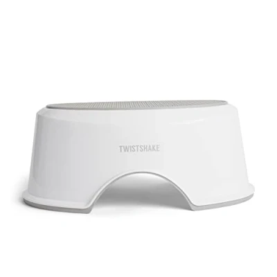Image de Twistshake Escabeau pour Bébé Tabouret de Salle bain Antidérapant Léger, apprentissage la PropretéCompact Adapté aux Voyages sûr Siège Toilette Assistant, Design Ergonomique Blanc Gris