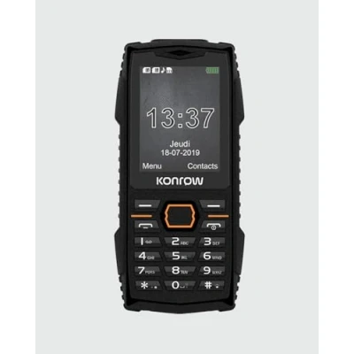 Image de Konrow Stone Plus Téléphone Portable Incassable Antichoc Certifié IP68 Écran 2,4&#039;&#039; Double Sim Réseau 2G 32Mo + RAM Longue Autonomie Appareil Photo, Bluetooth, Radio et Lampe Noir