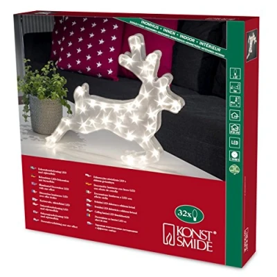 Image de Konstsmide 2787 103 Renne à Suspendre Intérieur avec Effet Étoile 3D 32 LEDs 24 V Blanc Chaud Câble Transparent