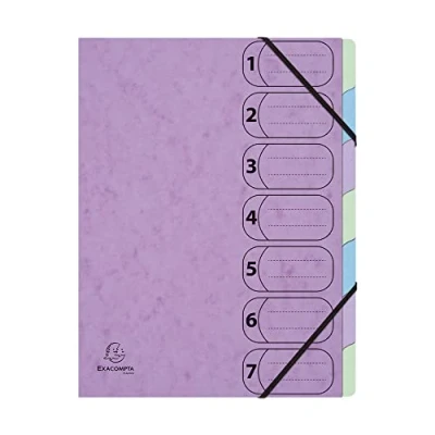 Image de Exacompta Réf. 56560E 1 trieur HARMONIKA Aquarel avec élastiques et fenêtres imprimées dos extensible couverture en carte lustrée 7 compartiments dim 24,5x32cm A4 couleurs aléatoires
