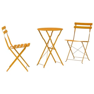 Image de vidaXL Set de Bistro Pliable 3 pièces Jaune Moutarde en Acier