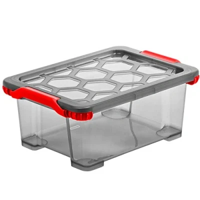 Image de Rotho Evo Total Protection Boîte de Stockage 15L avec Couvercle, Plastique (PP) sans BPA, Anthracite/Rouge, 11L (39,3 x 28,3 16,0 cm)