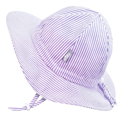Image de Jan &amp; Jul Chapeau de Soleil à Large Bord pour Les Filles, Protection Anti UV 50+ UPF (XL: 6 12 Ans, Rayures Violettes)