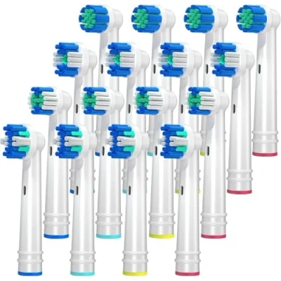 Image de REDTRON Têtes de Brosse à Dents Rechange Compatibles avec Oral B, 16 Electrique pour Floss Action, Sensitive Clean, Precision 3D Whitening (Noir)
