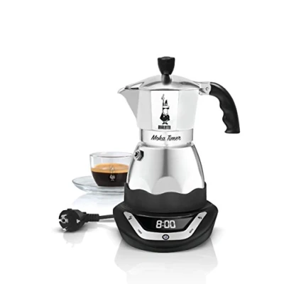 Image de Bialetti Moka Timer, Cafetière électrique avec minuterie intégrée, 3 Tasses, 365W, Noir,120ml