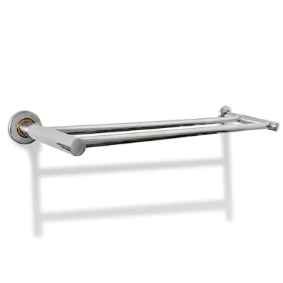 Image de vidaXL Porte Serviettes Double Barre Fixe 2 Tubes Support Salle de Bains