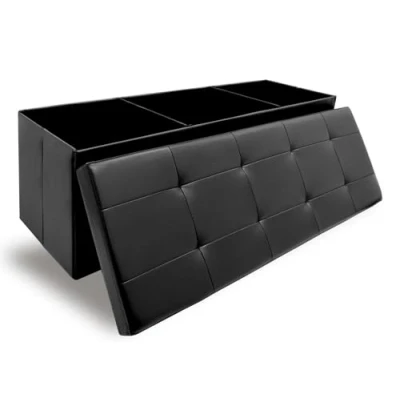 Image de DuneDesign Banc Coffre Rangement 110 cm Similicuir d&#039;Entrée jusqu&#039;à 250kg 120L a Jouet Banquette Lit de Plaid Repose Pied Salon Pouf Pliable Pliant