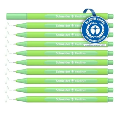Image de Schneider Line Up Lot de 10 feutres fins pastel (pointe triangulaire, épaisseur trait 0,4 mm, boîtier en plastique biobasé)