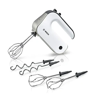 Image de Bosch Electroménager MFQ4835DE Batteur à main Styline, 575 watts, 5 niveaux de puissance Blanc/Chrome