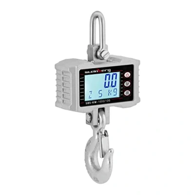 Image de Steinberg Crochet Peseur Balance à Grue Professionnelle SBS KW 1000/10G (capacité maximale de 1.000 kg, précision pesée 0,5 écran LCD rétroéclairé, INOX)