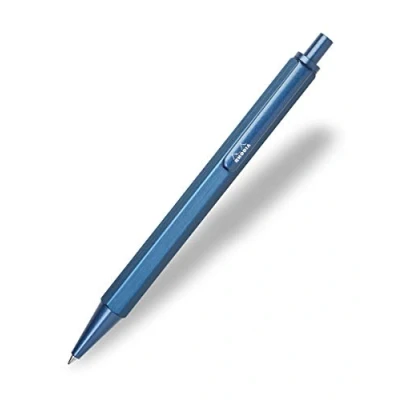 Image de RHODIA 9383C Stylo Bille Rechargeable scRipt Corps Hexagonal en Aluminium Brossé Bleu Navy Pointe Rétractable à Haute Précision 0,7 mm, Encre Noire Collection