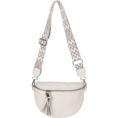 Image de styleBREAKER Femme Croix Lune Sacs à bandoulière Unicolore, réglable avec motif en zigzag losange 02012401, couleur:Crème beige
