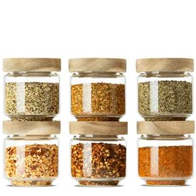 Image de Econovo® Lot de 6 Bocaux à épices en verre borosilicate avec couvercle 150 ml conservation hermétiques pour et aliments