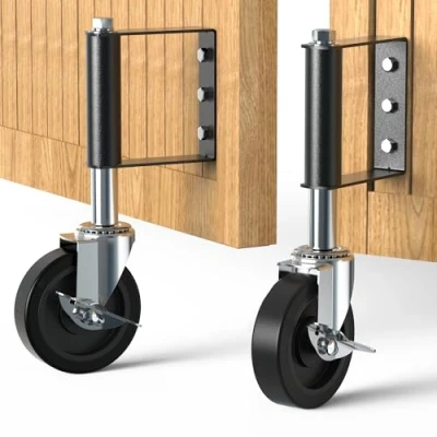 Image de HOLKIE Roue de Portail Robuste 100mm Roulettes à Ressort Pivotantes pour en Bois et Clôture Capacité 100 Kg Noir (2 pièces)