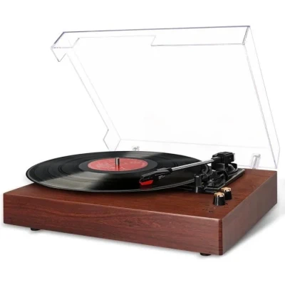 Image de VIFLYKOO Platine Vinylec, Tourne Disque Vinyle Bluetooth 5.3 avec 3 Vitesses 33/45/78 TR/Min, Lecteur LP 2 Haut parleurs, USB, Entrée AUX, Sortie RCA (TT202)