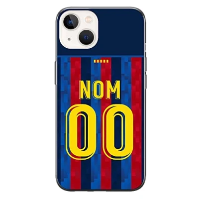 Image de CS Coque Football Barcelone pour iPhone 14 Maillot Domicile du Barça Saison 2022 2023 à Personnaliser avec Nom et Numéro
