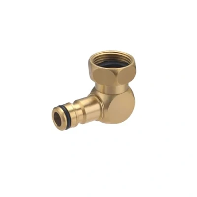 Image de Raccord Laiton pour Dévidoir Arrosage Coudé Femelle Ecrou Tournant 20x27 (3/4) Raccordement Automatique AROZ