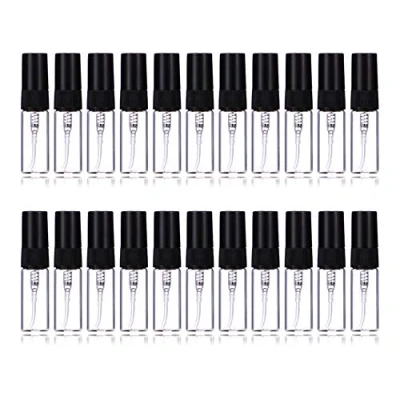 Image de Enslz Lot de 35 minis flacons vaporisateurs rechargeables voyage en verre transparent (3 ml, noir)