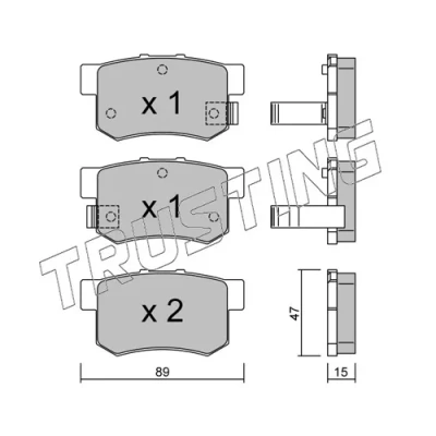 Image de TRUSTING 176.0 Jeu de plaquettes frein avec indicateur d&#039;usure HONDA: CIVIC 7 Hatchback, CR V 2, FR V, SUZUKI: SWIFT 3, SX4 I 5 portes