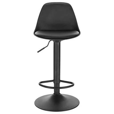 Image de Lestarain Tabouret de Bar avec Dossier et Repose Pieds，Réglable en Hauteur Rotative à 360,Chaise Cuisine Plastique，Robuste Ultra Silencieux,Noir
