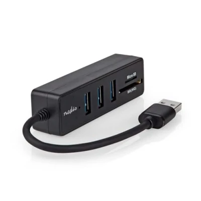 Image de Nedis CCGB61250BK01 hub &amp; concentrateur USB 3.2 Gen 1 (3.1 1) Type A 5000 Mbit/s Noir Neuf