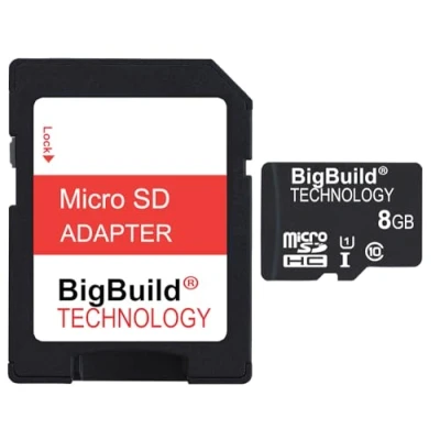 Image de BigBuild Technology 8Go Ultra Rapide Class 10 80Mo/s MicroSD SDHC Carte mémoire pour Huawei MediaPad T3 Tablet, Adaptateur SD Inclus
