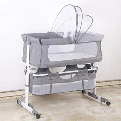 Image de KEVO lit de bébé Chevet, berceaux pliants 2 en 1, Portable avec fenêtres Maille, Roues pivotantes, moustiquaire Pliable,Berceau