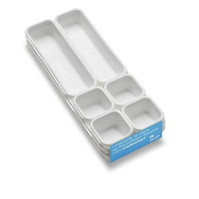 Image de madesmart Value Lot de 9 bacs à emboîter Collection Rangement polyvalent personnalisable Durable Facile nettoyer Sans BPA Blanc