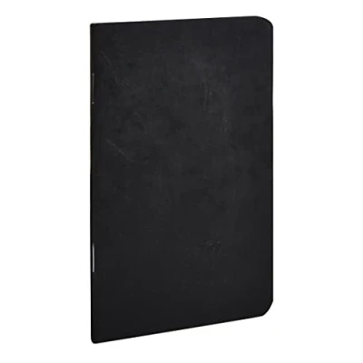 Image de Clairefontaine 734161C Collection Age Bag Un Carnet Agrafé Noir 9x14 cm 96 Pages Lignées Papier Blanc 90 g Couverture Carte Lustrée Grain Cuir