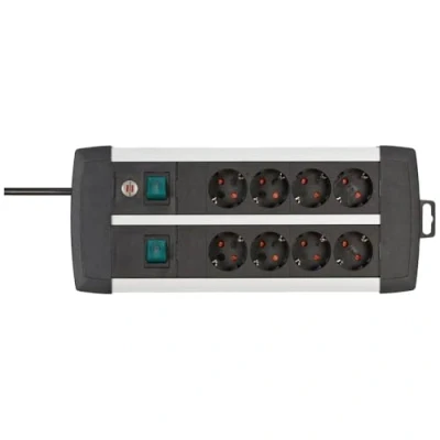 Image de Brennenstuhl 1391000908 Base múltiple Premium Alu Line Technics Con 2 y 3 interruptores (8 Tomas) Multicolore