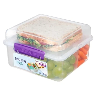 Image de Sistema TO GO Boîte à repas Cube Max de style bento 2 litres avec compartiments et pot étanche pour yaourt Sans BPA couleurs assorties (non sélectionnable)