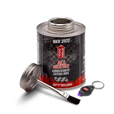 Image de Errecom 1000 Miglia BKR 3103 Lubrifiant pour Chaîne Vélo All Weather 400 ml, Toutes les Saisons et Conditions Météorologiques, Pot In One avec Pinceau Inclus