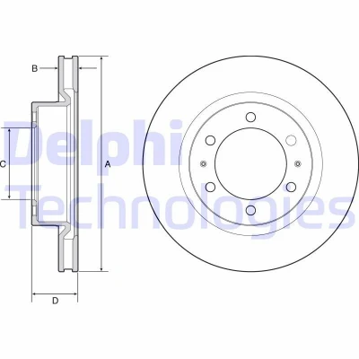 Image de DELPHI BG4925C Disque de frein 319 28 6 ventilé revêtu non traité sans roulement roue, bague ABS TOYOTA: Hilux 3 Pick up, VIII up