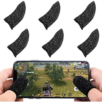Image de Newseego PUBG Mobile Game Sleeve Finger [6 Pack], Anti Transpiration Respirant Manches Écran Tactile Tir et Visée Sensibles pour Couteaux Out Android iOS Noir