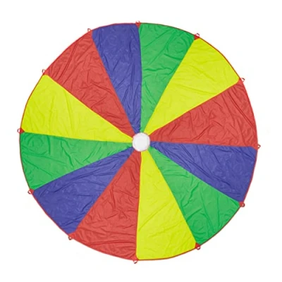 Image de Relaxdays Jeu pour Enfants, XXL, Parachute avec 12 poignées, Design Arc en Ciel, diamètre 6 m, extérieur, Multicolore