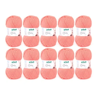 Image de Gründl Fil Baby uni (Fil spécial bébé pour Tricot &amp; Crochet, certifié Oeko TEX Robuste et Facile d&#039;entretien, 70% Acrylique 30% Polyamide), Abricot