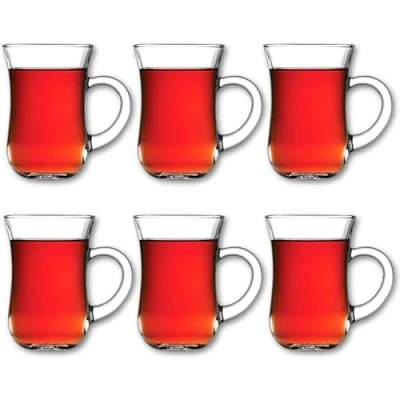 Image de Pasabahce Keyif 55411 Lot de 6 verres à thé turcs avec anse en verre transparent 145 ml