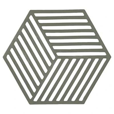 Image de Zone Denmark Dessous De Plat Hexagon en Silicone Design GéoméTrique Moderne Résistant À 250C Lave Vaisselle Dimensions 16 x 14 0,9 cm Taupe