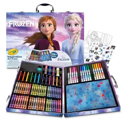 Image de CRAYOLA Coffret de Coloriage La Reine des Neiges Assortiment 115 Pièces Diverses Malette Dessin Enfant, Kit Complet avec Crayons Couleur et Feutres, Disney Frozen, à Partir 5 Ans