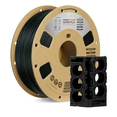 Image de OVERTURE Super PLA+ Filament 1,75 mm, Toughness Enhanced PLA Plus, Bobine 1 kg (2,2 lbs), Précision Dimensionnelle +/ 0,02 pour Imprimante 3D (Noir)