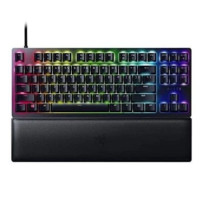 Image de Razer Huntsman V2 Tenkeyless (Switches Violets) Clavier Gamer Optique Optiques Clicky, Touches en PBT Doubleshot, Repose Poignet) US Noir